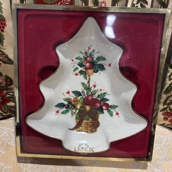HOLIDAY🎄🎄LENOX Holiday Tartan Christmas Tree Candy DISH - Picture 1 of 6